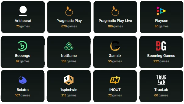 GoldenRoo Game Providers List